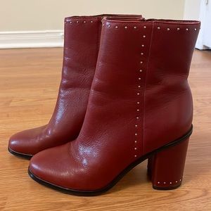 Marc Fisher Leather Boots | Red Leather Boots | Leather Ankle Boots